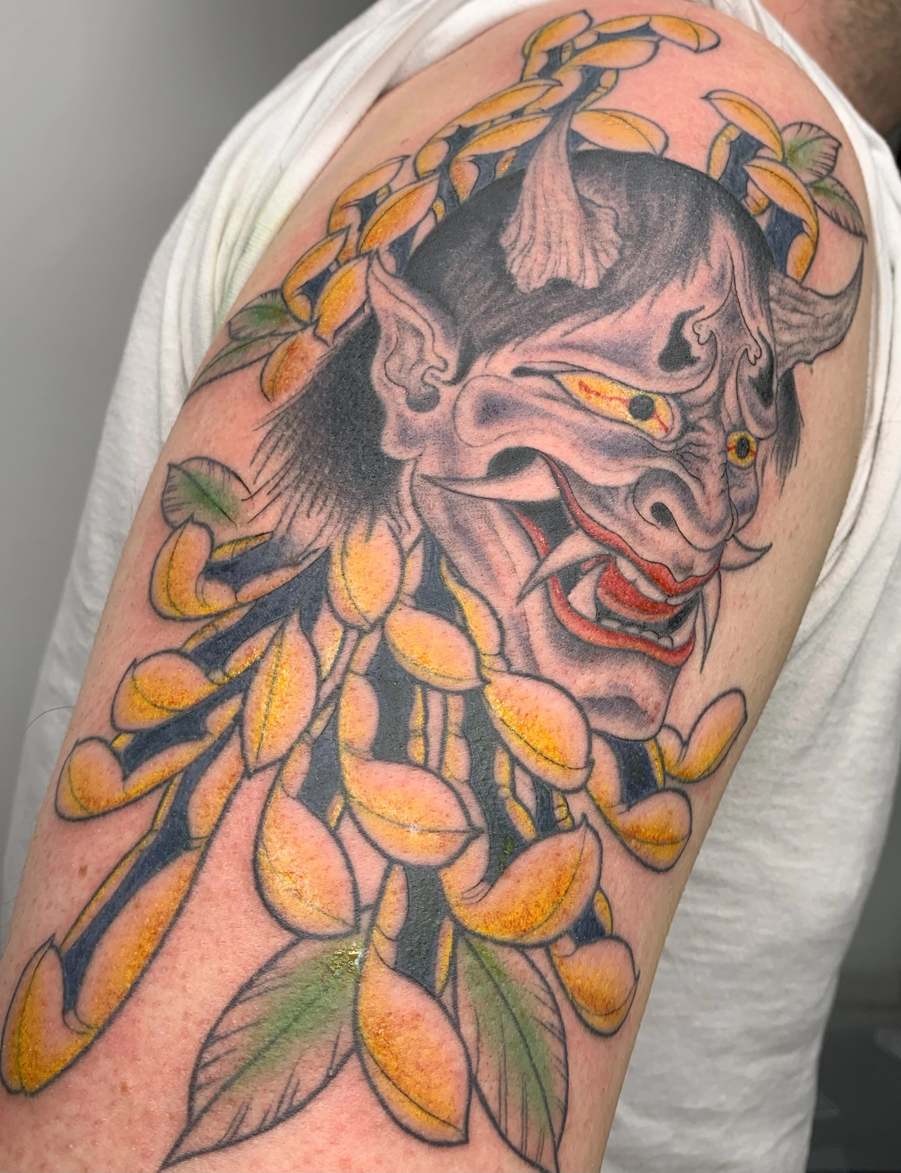 Custom neo-trad tattoo design blending classic motifs with modern styling